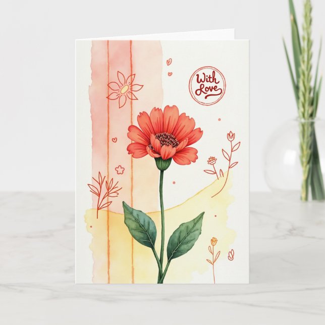 Cartão de Aniversário Coral Bloom (Frente)