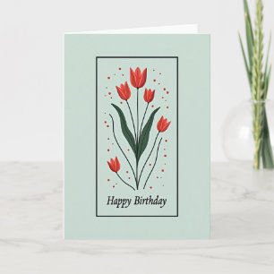 Cartão de Aniversário Coral Floral