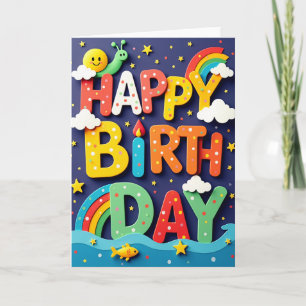 Cartão de Aniversário Cores Camadas