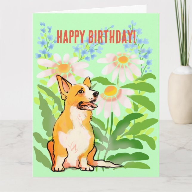 Cartão de aniversário Corgi (Frente)