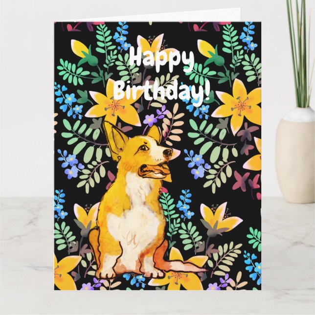 Cartão de aniversário Corgi (Frente)