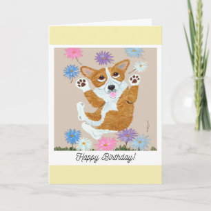 Cartão de Aniversário Corgi Cachorrinho