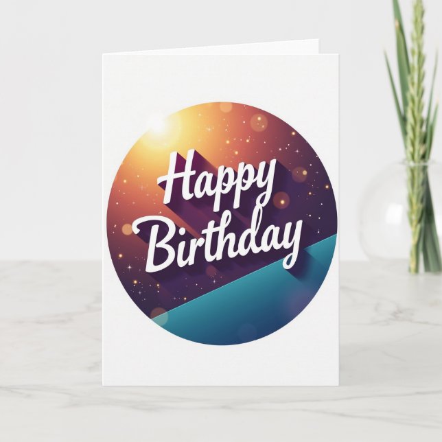 Cartão de Aniversário Cósmico Alegre (Frente)