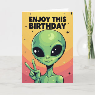 Cartão de Aniversário Cósmico de Alien