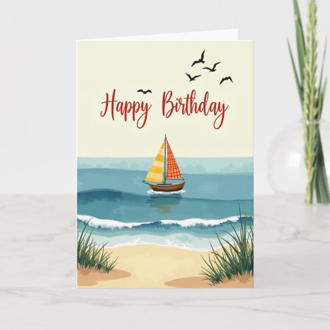 Cartão de Aniversário Costeiro (Frente)
