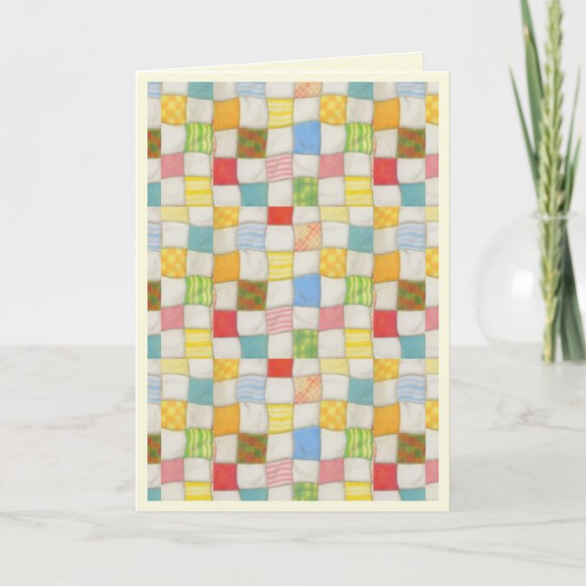 CARTÃO DE ANIVERSÁRIO CRAZY QUILT / Creme (Frente)