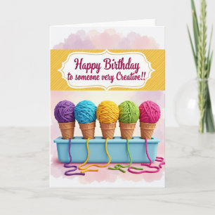 Cartão de Aniversário Criativo com Cone de Fio