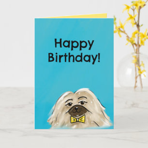Cartão de Aniversário Cristão (Pekingese)