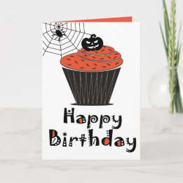Cartão de Aniversário Cupcake de Abóbora de Hallow