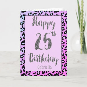 Cartão de Aniversário da 25 de de Silver Leopardo