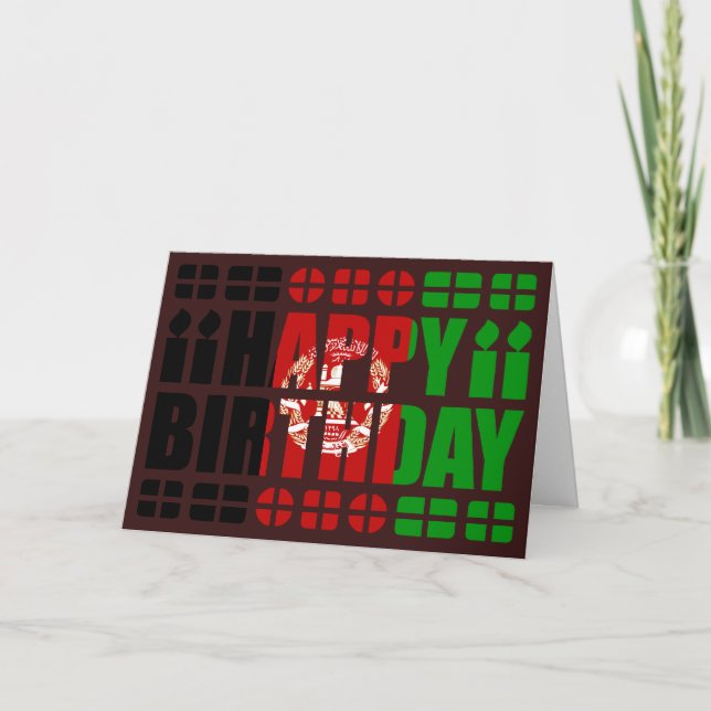 Cartão de Aniversário da Bandeira do Afeganistão (Frente)