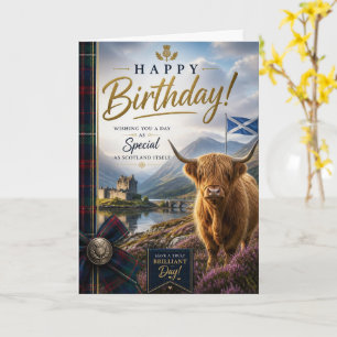 Cartão de Aniversário da Bandeira Escocesa da Vaca