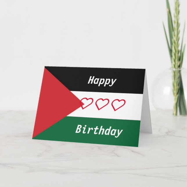 Cartão de aniversário da bandeira palestiniana (Frente)