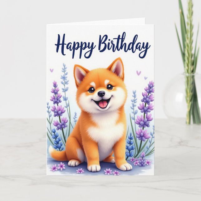 Cartão de Aniversário da Blossom Pup (Frente)