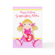 Cartão de aniversário da boneca Rag (afilhada)