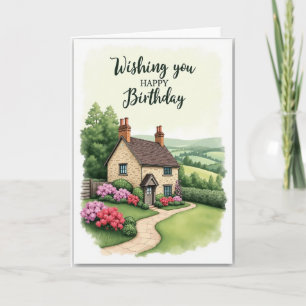 Cartão de Aniversário da Casa de Campo Floral