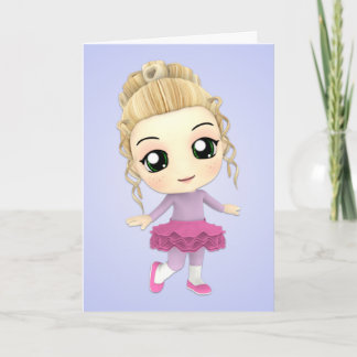 Cartão de Aniversário da Chibi Girl Ballerina