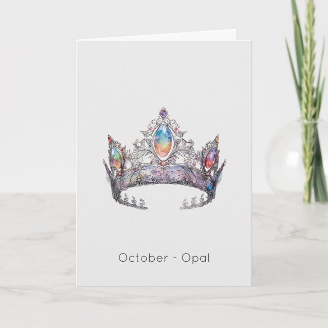 Cartão de Aniversário da Coroa Opal de Outubro (Frente)