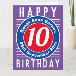 Cartão de aniversário da criança com idade, nome e