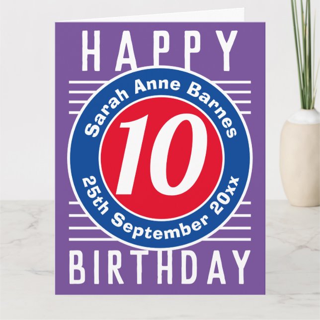 Cartão de aniversário da criança com idade, nome e (Frente)