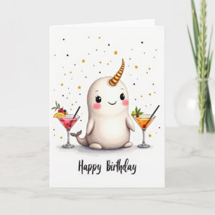 Cartão de Aniversário da Criatura Cornuda Doce