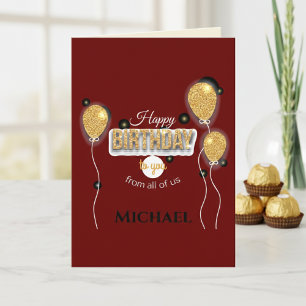 Cartão de Aniversário da Equipe Balão Dourado