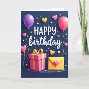Cartão de Aniversário da Festa da Cor Índigo