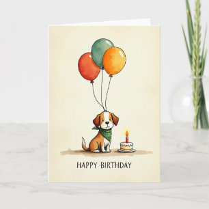 Cartão de Aniversário da Festa do Cachorrinho Fofo