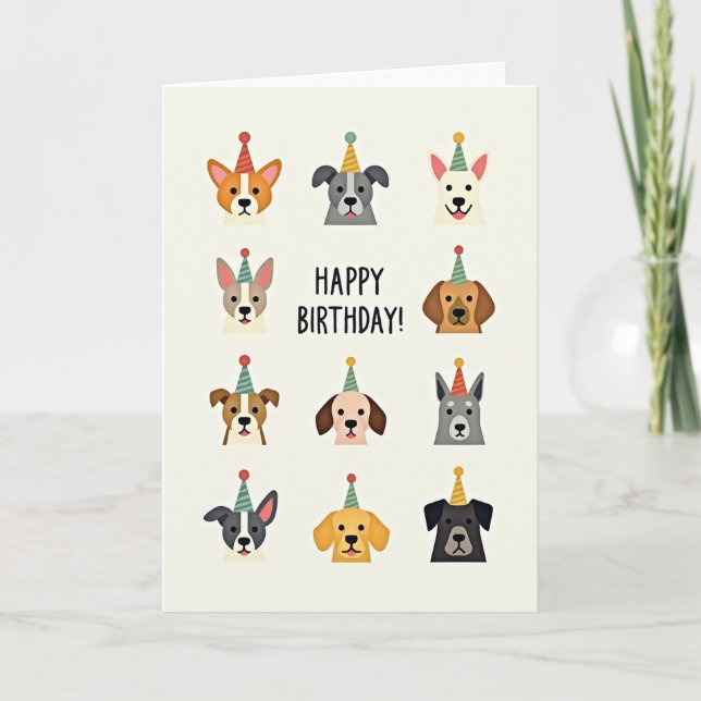 Cartão de Aniversário da Festa do Cachorro (Frente)