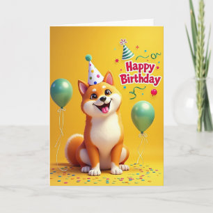 Cartão de Aniversário da Festa do Cachorro Raposa
