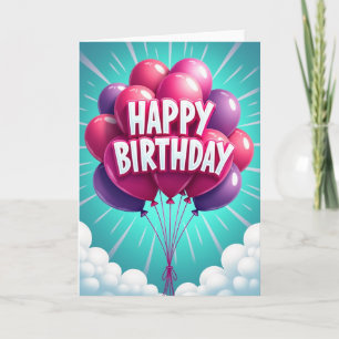 Cartão de Aniversário da Festa Fuchsia