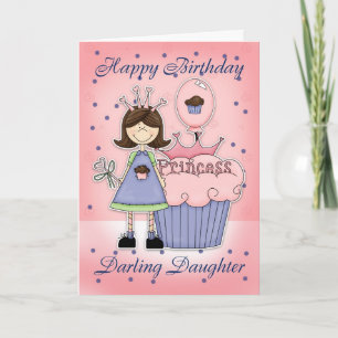 Cartão de aniversário da filha - Princesa Cupcake