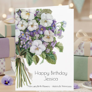 Cartão de Aniversário da Flor de Nascimento de Fev