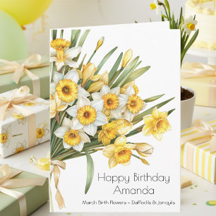 Cartão de Aniversário da Flor do Mês de Março   Na