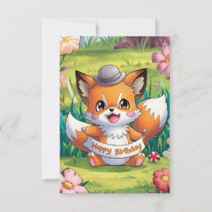 Cartão de Aniversário da Fox Fox Encantada Colorid