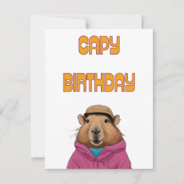 Cartão de Aniversário da Funny Capybara Animal Cap