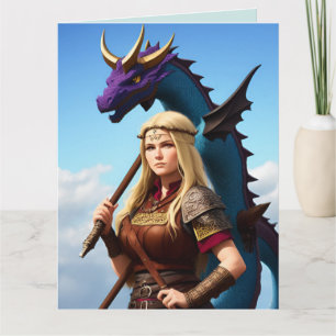 CARTÃO DE ANIVERSÁRIO DA GAROTA DRAGON FANTASY