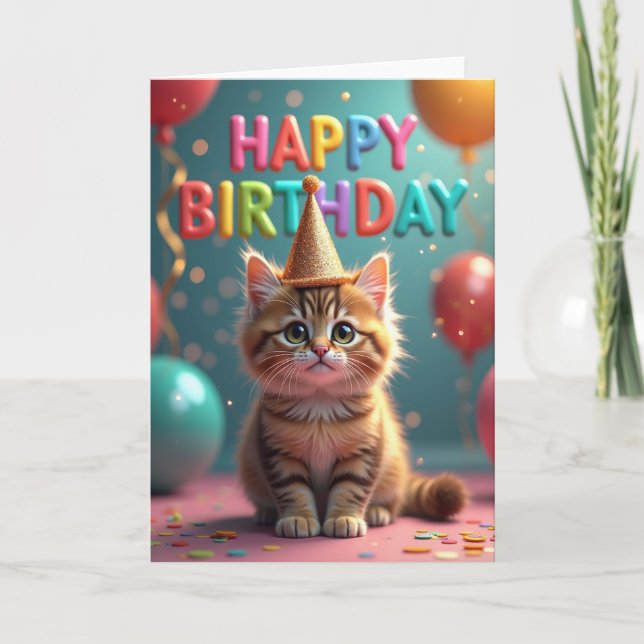 Cartão de Aniversário da Ginger Tabby (Frente)