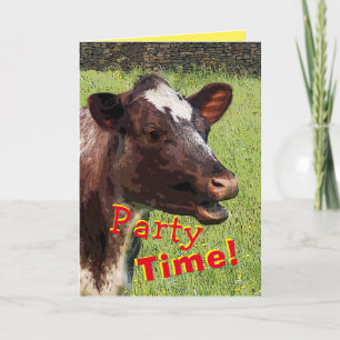 Cartão de aniversário da hora da festa das vacas