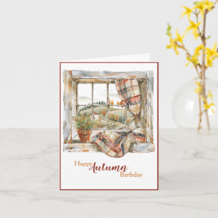 Cartão de Aniversário da Janela do Autumn Watercol