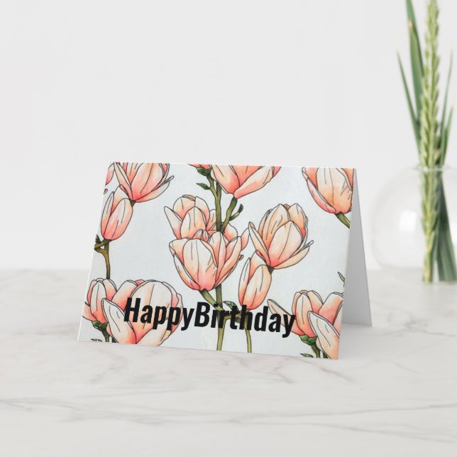 Cartão de aniversário da Magnolia Watercolor (Frente)
