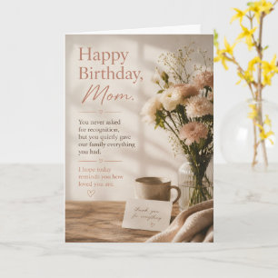 Cartão de Aniversário da Mamãe com Luxo Floral Ele