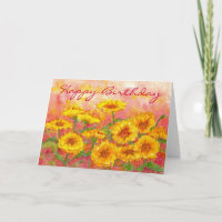 Cartão de Aniversário da Marigold Autumn Flower Wa