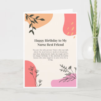 Cartão de Aniversário da Melhor Amiga Enfermeira —