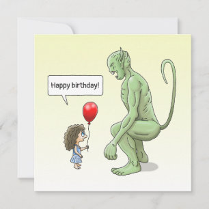 Cartão de Aniversário da Menina e do Goblin