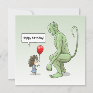 Cartão de Aniversário da Menina e do Goblin