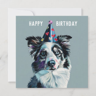 Cartão de aniversário da Merle Border Collie