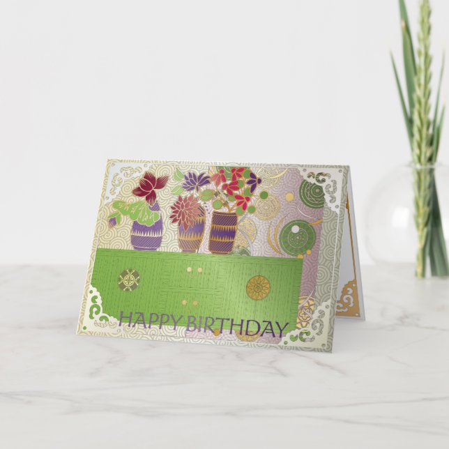 Cartão de Aniversário da Mesa Verde Mah Jongg (Frente)