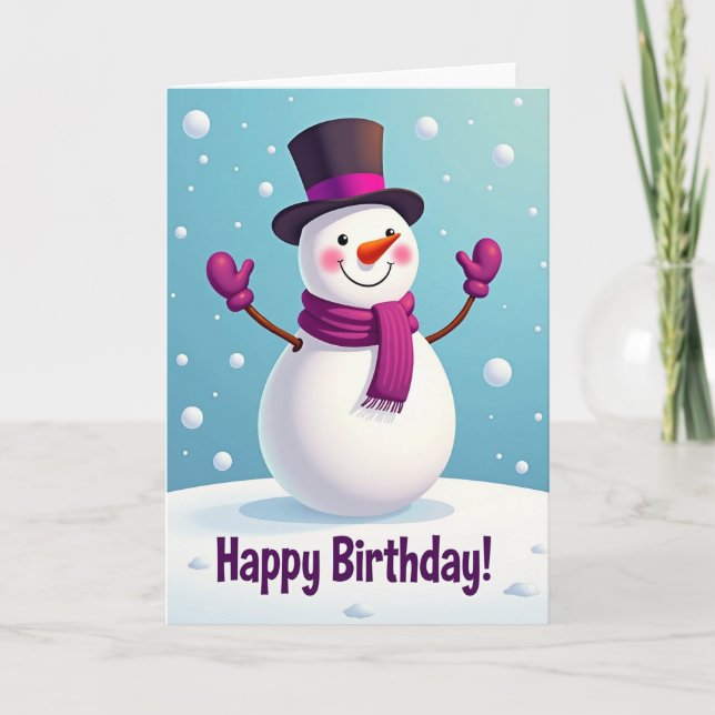 Cartão de Aniversário da Neve Sorridente (Frente)