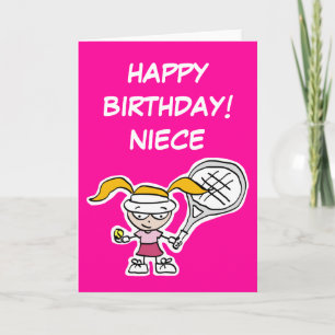 Cartão de aniversário da Niece com um pequeno têni